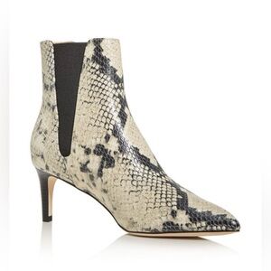 JOIE Womens Ralti Beige/Blk Snake Gorin Pointed Toe Heel Leather Booties Size 6